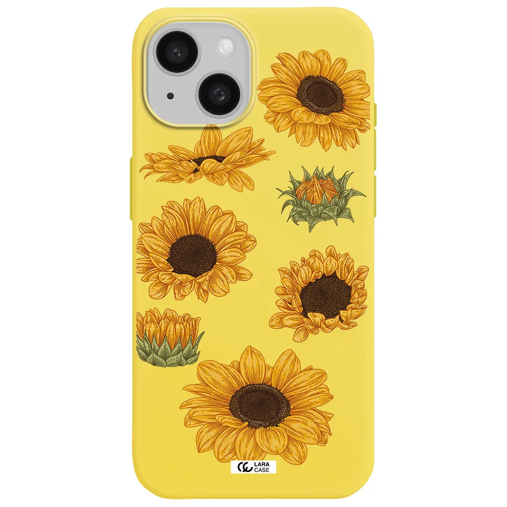 Sunflower Apple iPhone 15 Silicone canary yellow Case