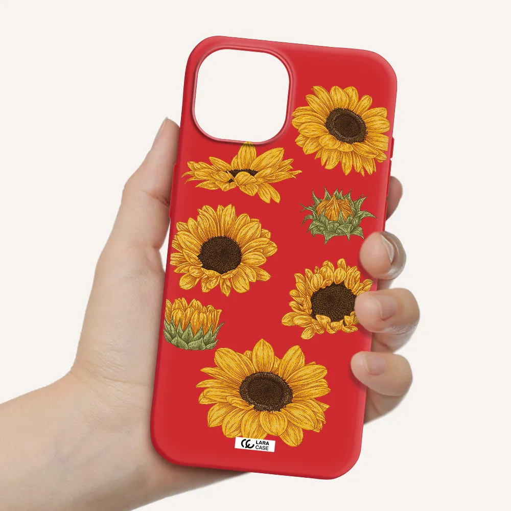 Sunflower Apple Iphone 15 Silicone Imperial Red Case