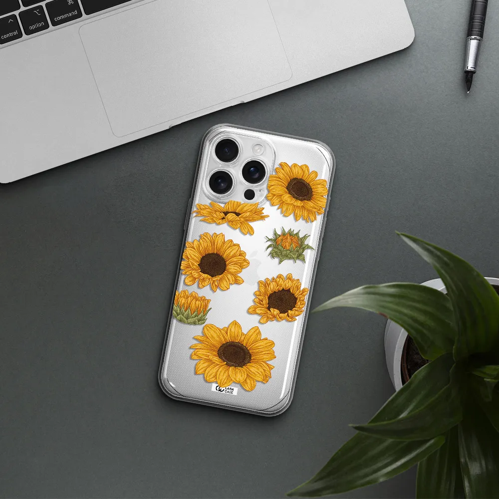 Sunflower Apple Iphone 16 Pro Max Clear Tpu Case