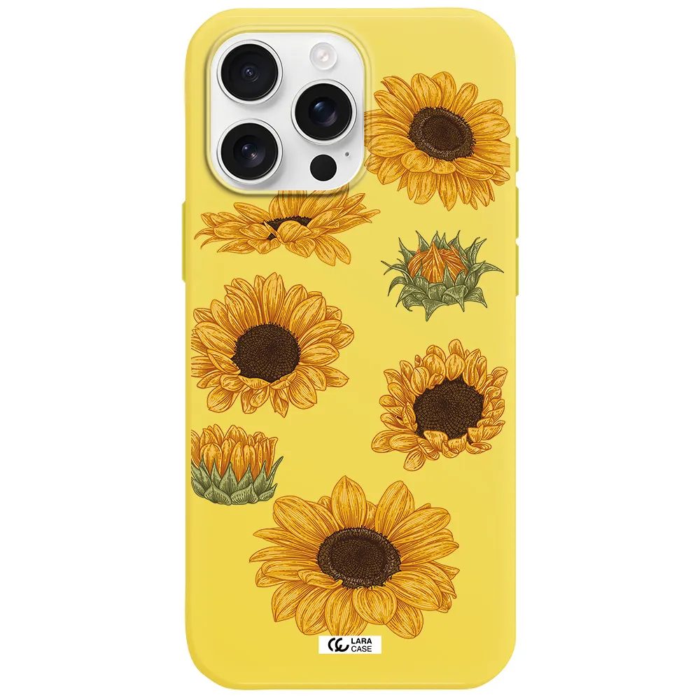 Sunflower Apple Iphone 16 Pro Max Silicone Canary Yellow Case