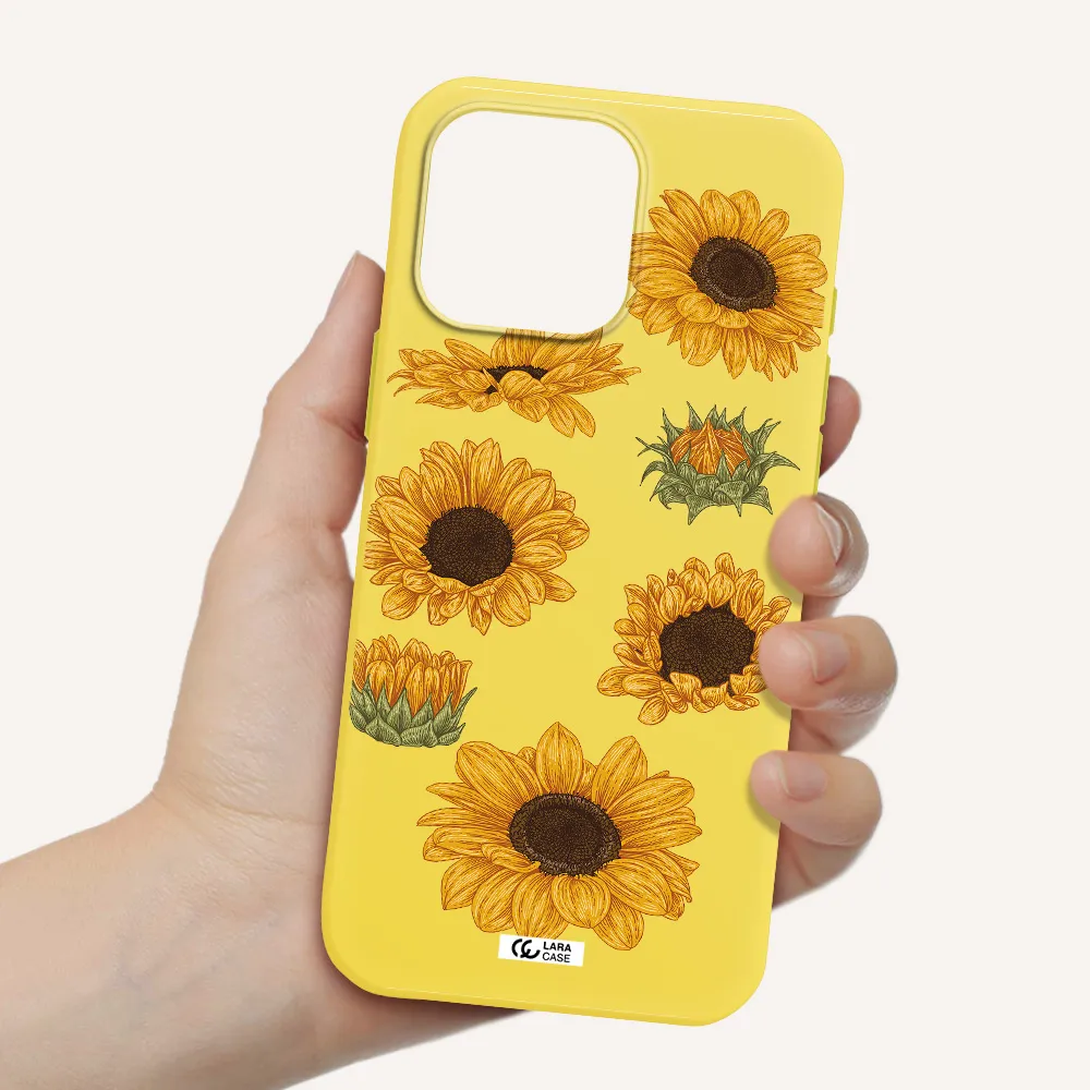Sunflower Apple Iphone 16 Pro Max Silicone Canary Yellow Case