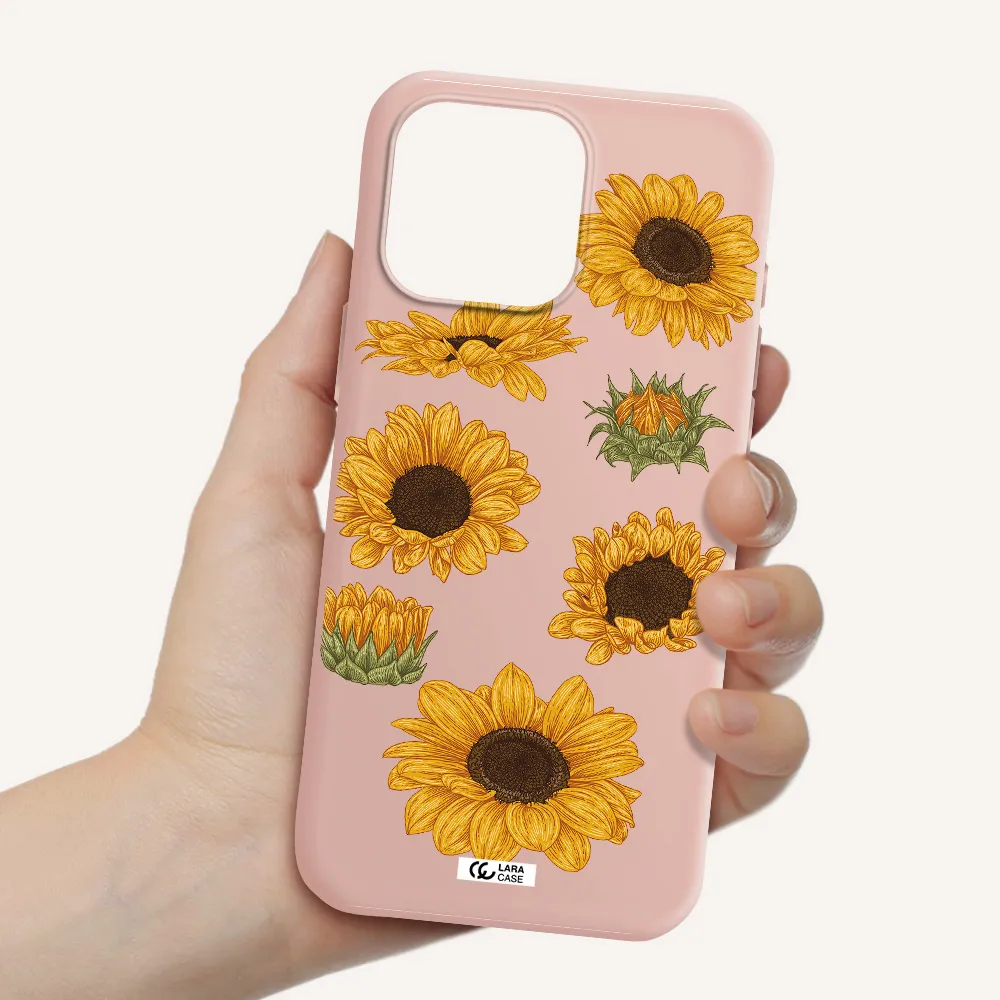 Sunflower Apple Iphone 16 Pro Max Silicone Pastel Pink Case