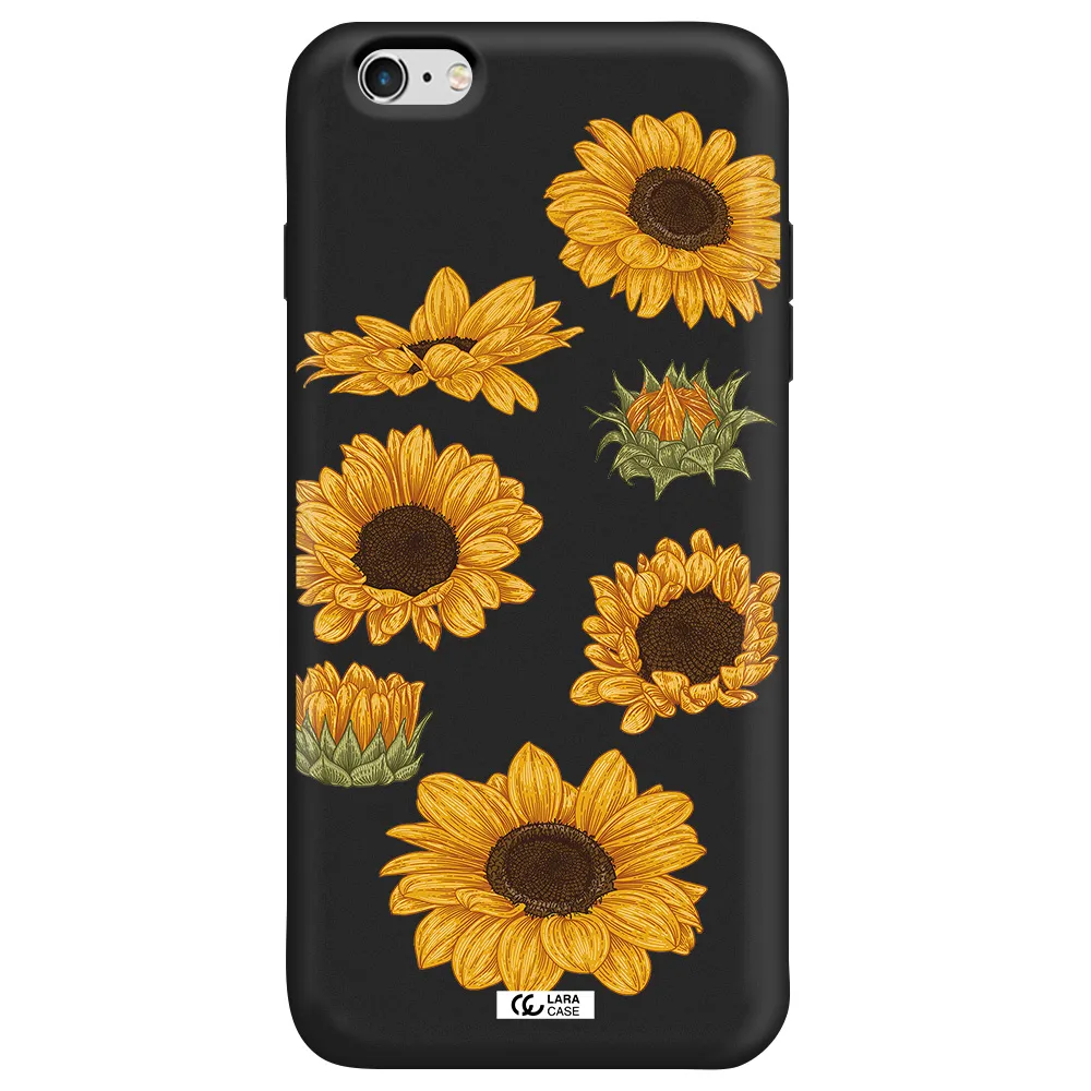 Sunflower Apple iPhone 6 plus Silicone black Case