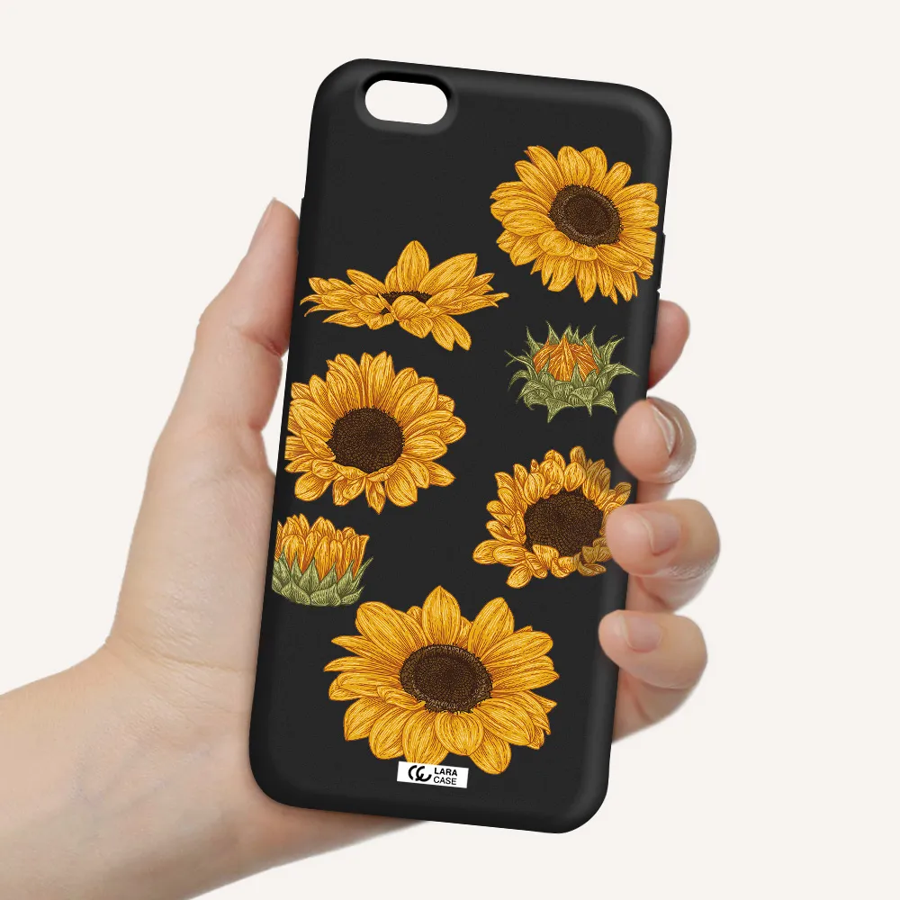 Sunflower Apple iPhone 6 plus Silicone black Case