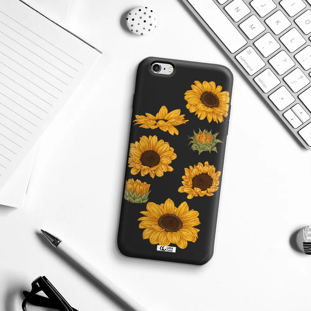 Sunflower Apple iPhone 6 plus Silicone black Case