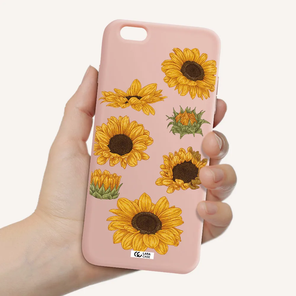 Sunflower Apple iPhone 6 plus Silicone pastel pink Case