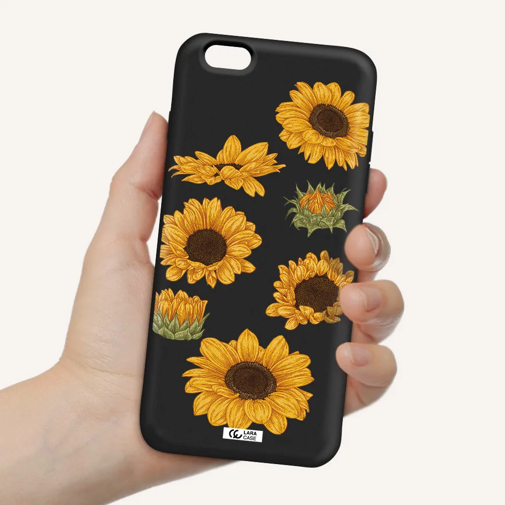 Sunflower Apple iPhone 6 s plus Silicone black Case