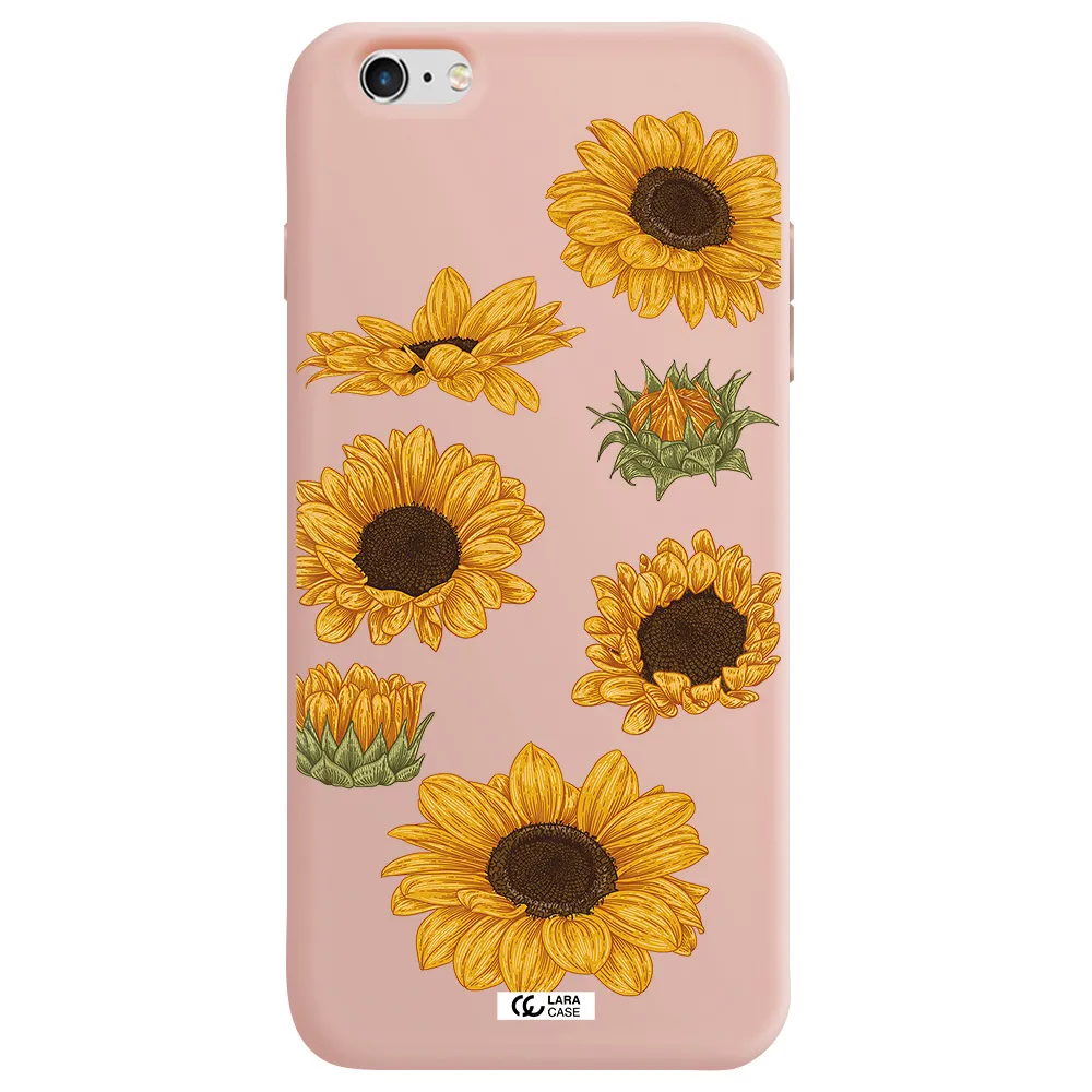 Sunflower Apple iPhone 6 s plus Silicone pastel pink Case