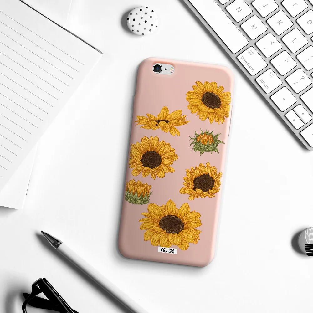 Sunflower Apple iPhone 6 s plus Silicone pastel pink Case