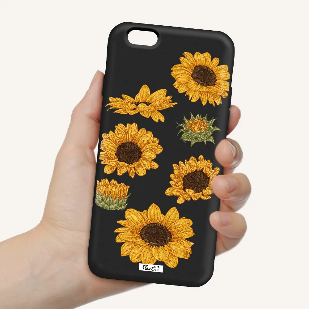 Sunflower Apple iPhone 6 Silicone black Case