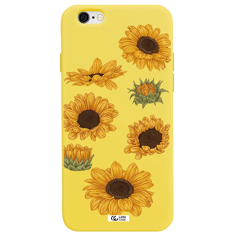 Sunflower Apple iPhone 6 Silicone canary yellow Case