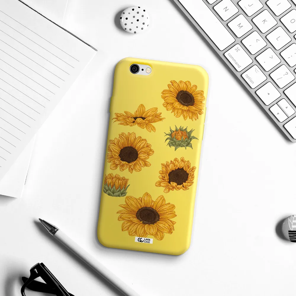 Sunflower Apple iPhone 6 Silicone canary yellow Case