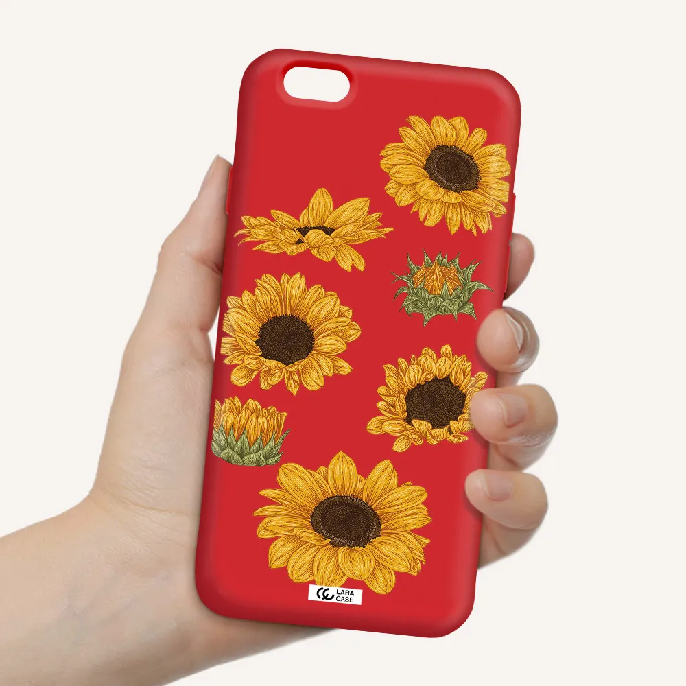 Sunflower Apple iPhone 6 Silicone Imperial Red Case