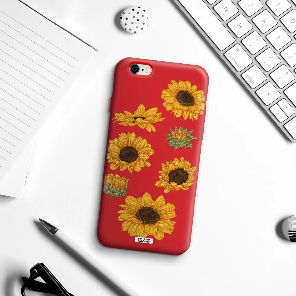 Sunflower Apple iPhone 6 Silicone Imperial Red Case