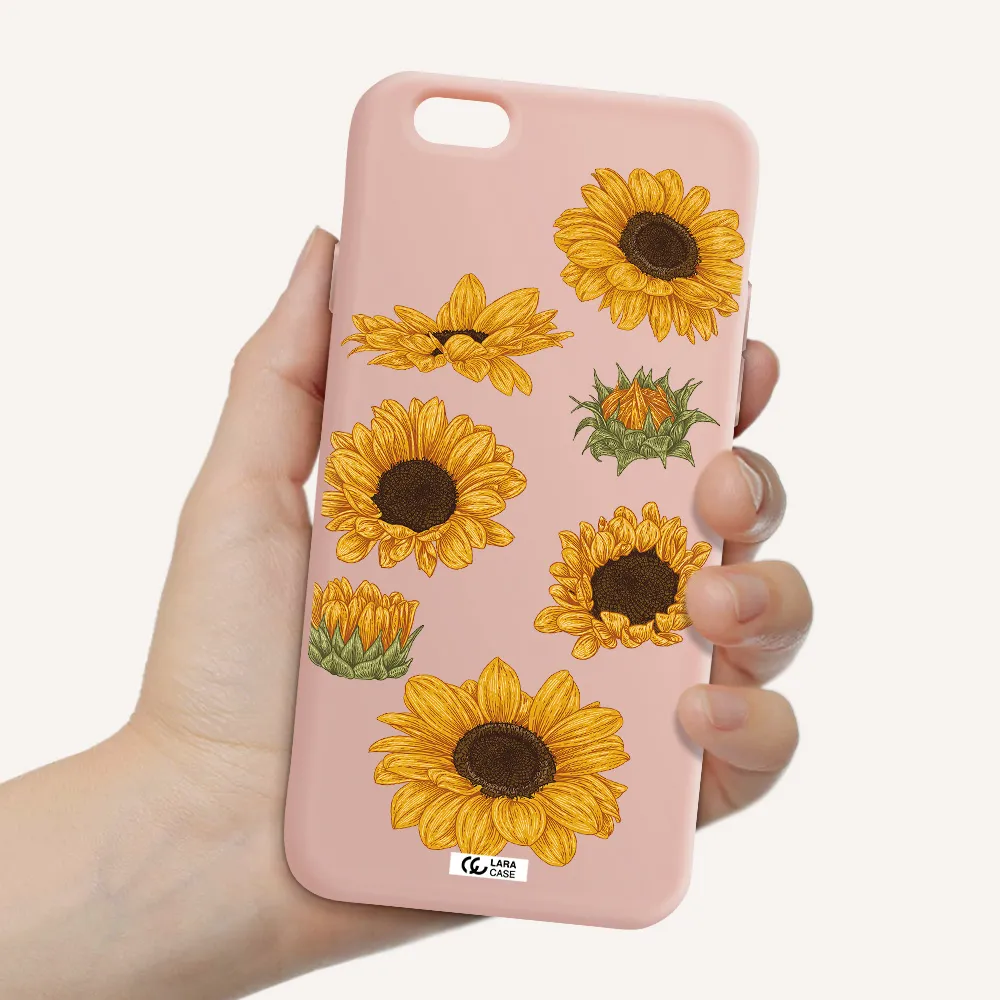 Sunflower Apple iPhone 6 Silicone pastel pink Case