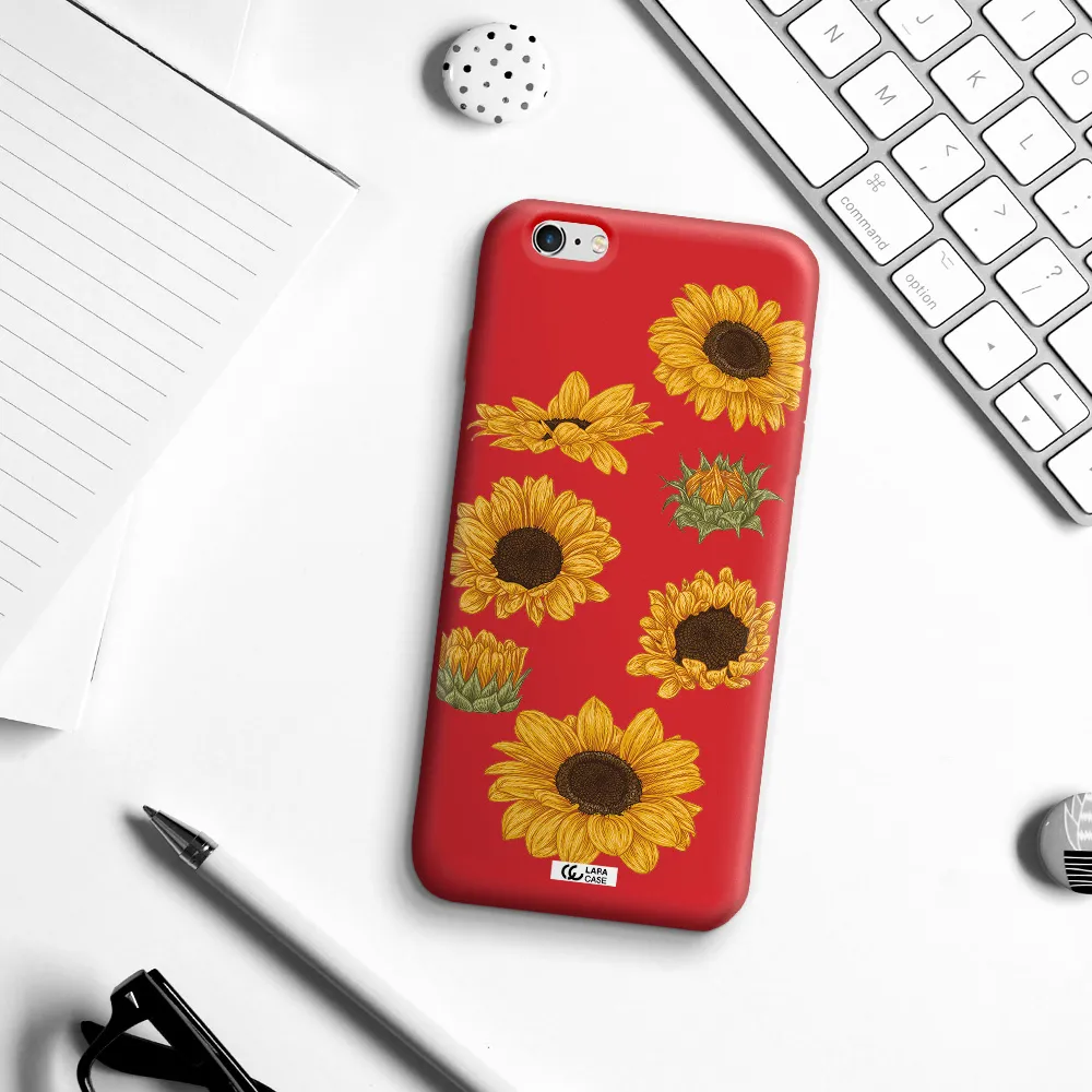 Sunflower Apple iPhone 6S Silicone Imperial Red Case