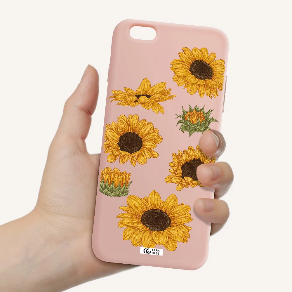 Sunflower Apple iPhone 6S Silicone pastel pink Case