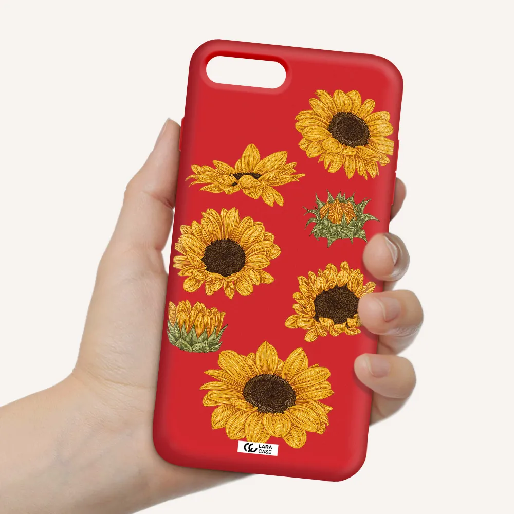 Sunflower Apple iPhone 7 plus Silicone Imperial Red Case