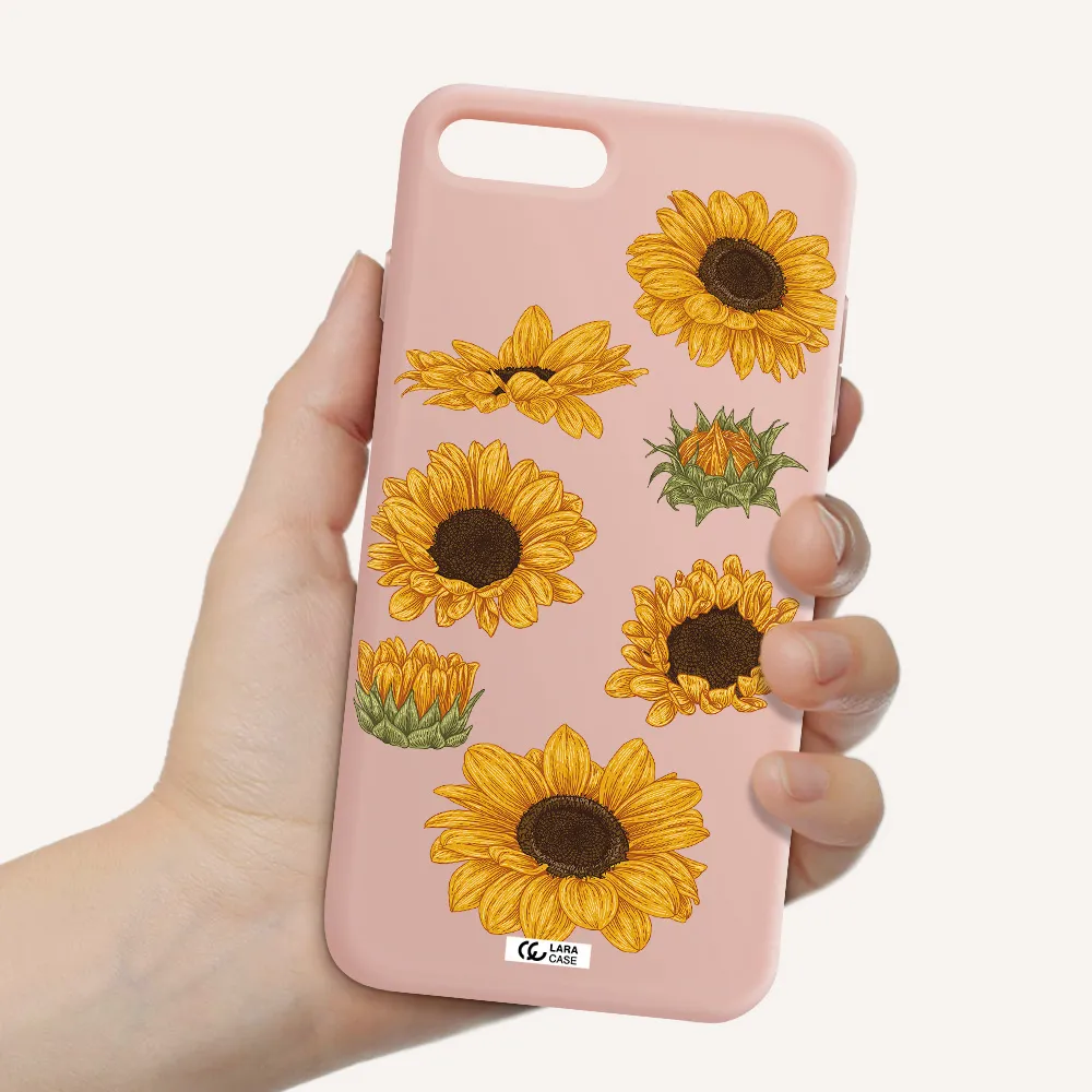 Sunflower Apple iPhone 7 plus Silicone pastel pink Case