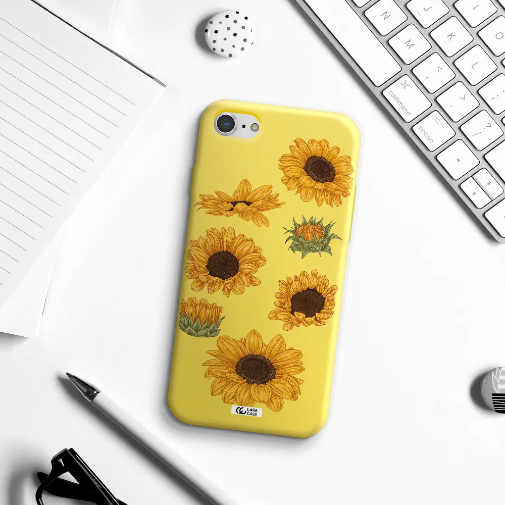Sunflower Apple iPhone 7 Silicone canary yellow Case
