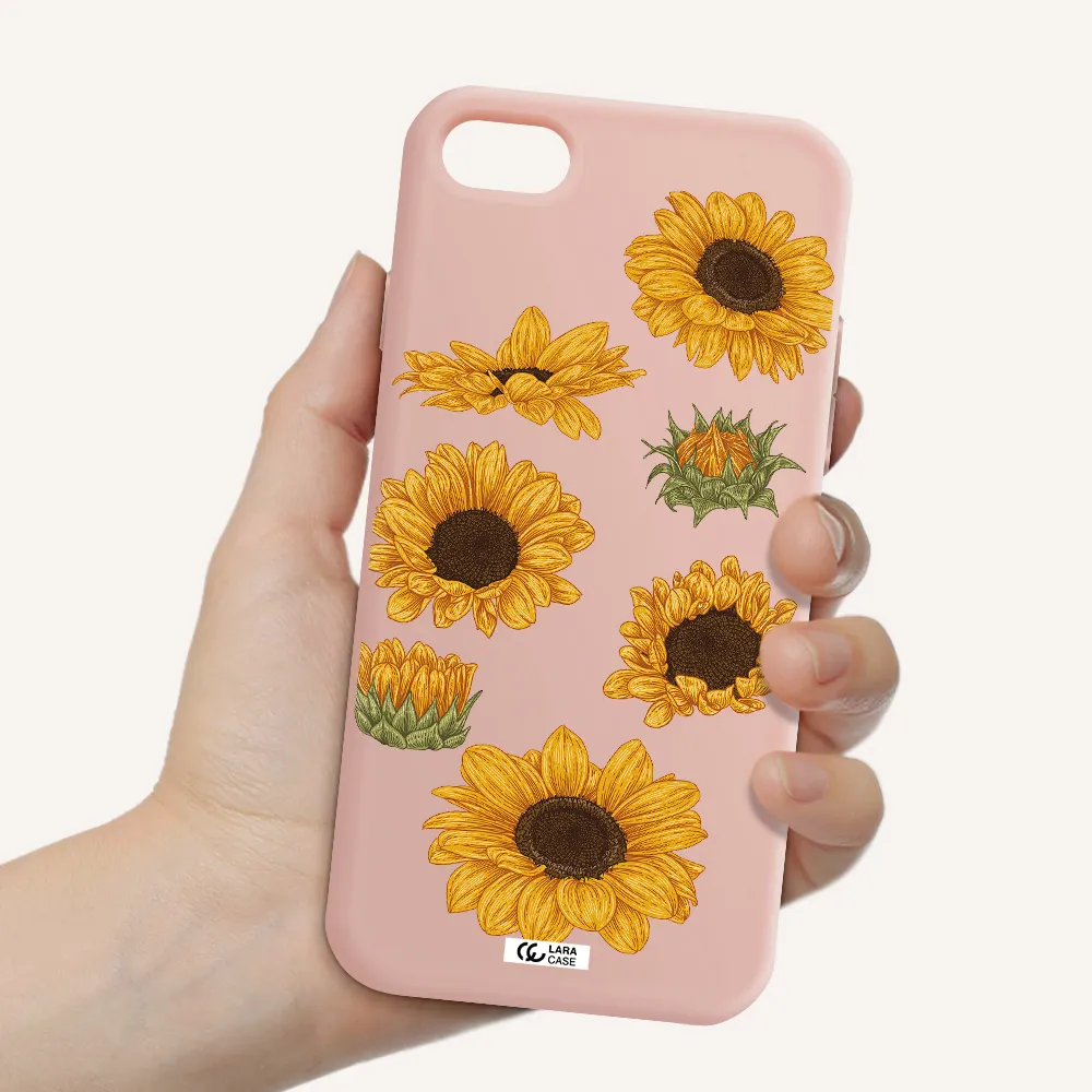 Sunflower Apple iPhone 7 Silicone pastel pink Case