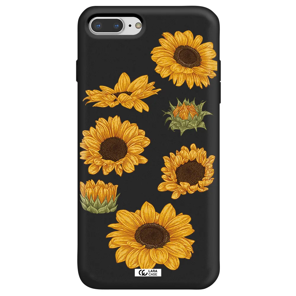 Sunflower Apple iPhone 8 plus Silicone black Case