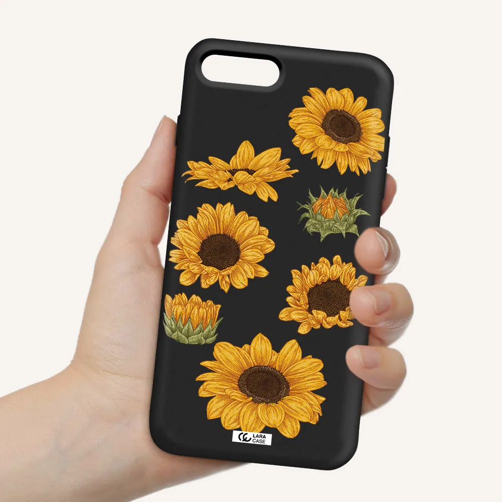 Sunflower Apple iPhone 8 plus Silicone black Case