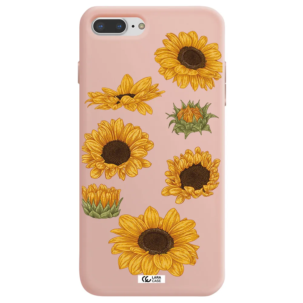 Sunflower Apple iPhone 8 plus Silicone pastel pink Case