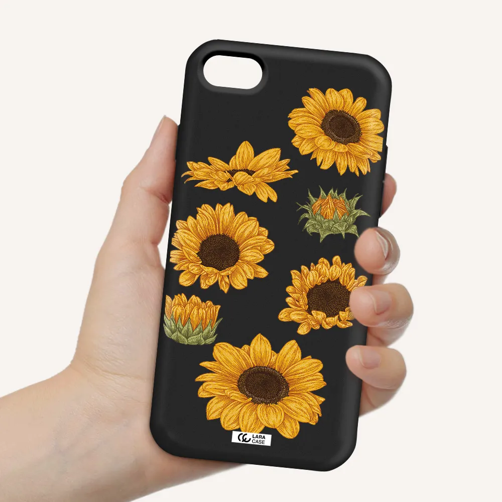 Sunflower Apple iPhone 8 Silicone black Case
