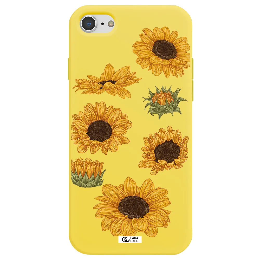 Sunflower Apple iPhone 8 Silicone canary yellow Case