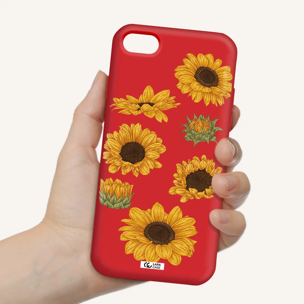 Sunflower Apple iPhone 8 Silicone Imperial Red Case