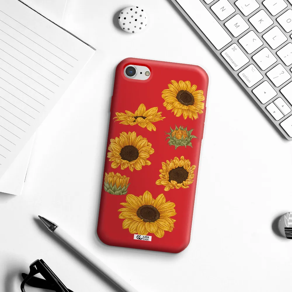 Sunflower Apple iPhone 8 Silicone Imperial Red Case