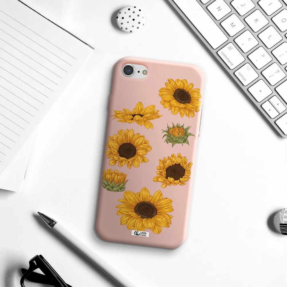 Sunflower Apple iPhone 8 Silicone pastel pink Case