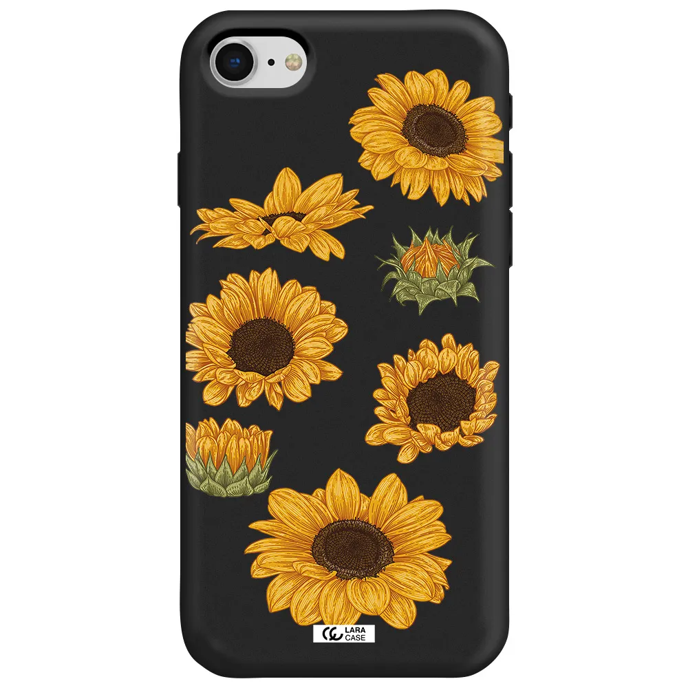 Sunflower Apple iPhone se 2020 Silicone black Case
