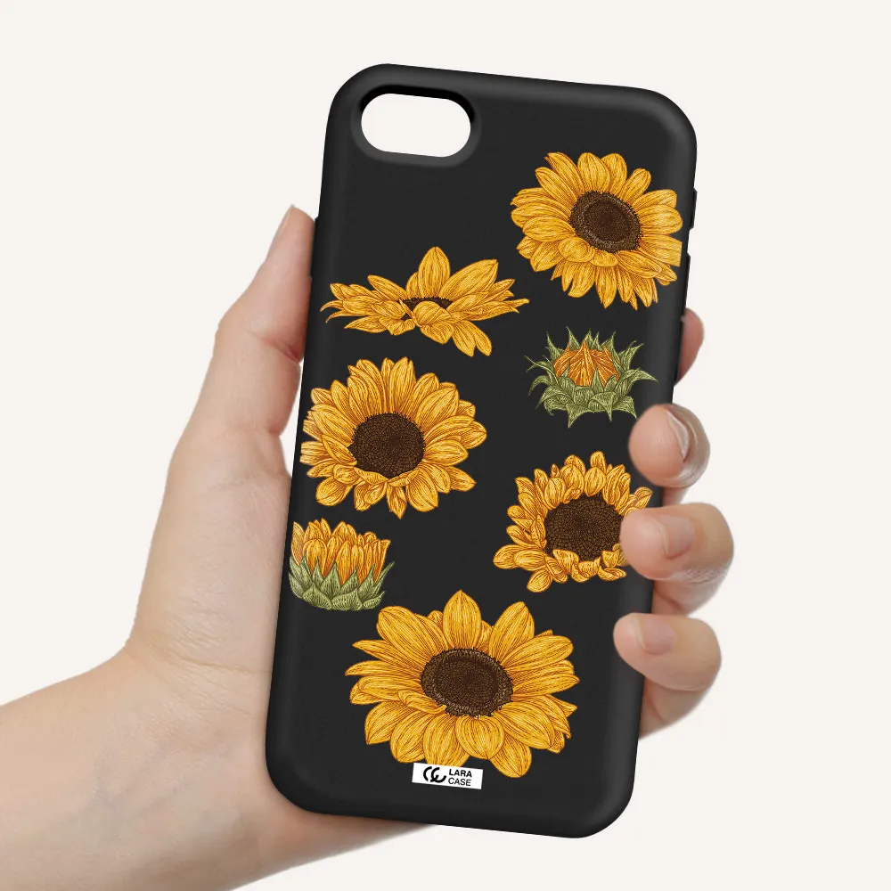 Sunflower Apple iPhone se 2020 Silicone black Case
