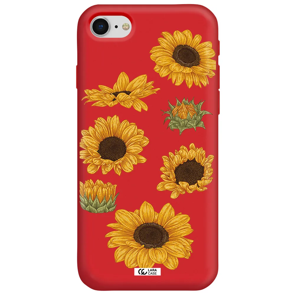 Sunflower Apple iPhone se 2020 Silicone Imperial Red Case
