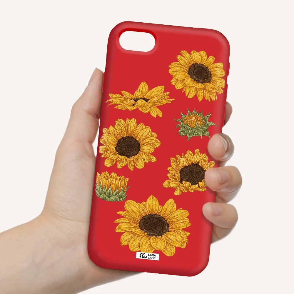 Sunflower Apple iPhone se 2020 Silicone Imperial Red Case