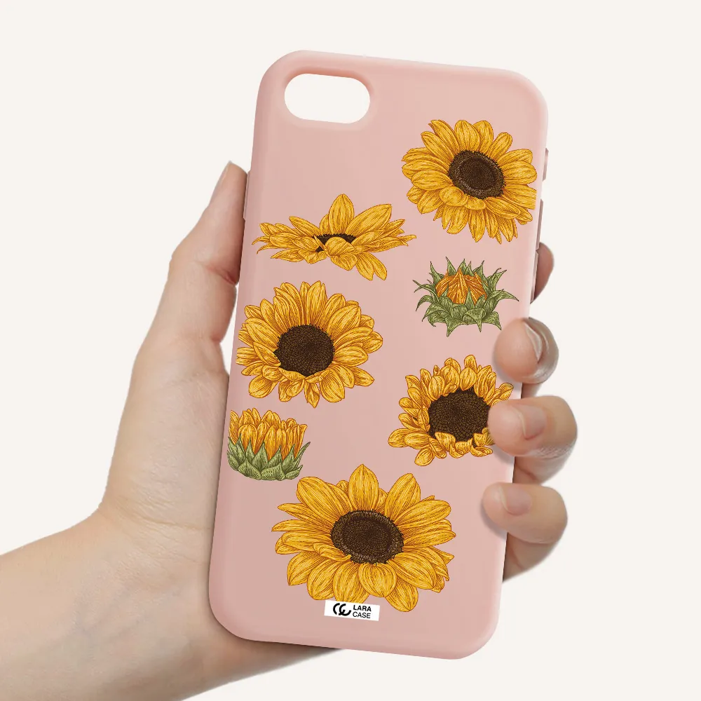 Sunflower Apple iPhone se 2020 Silicone pastel pink Case
