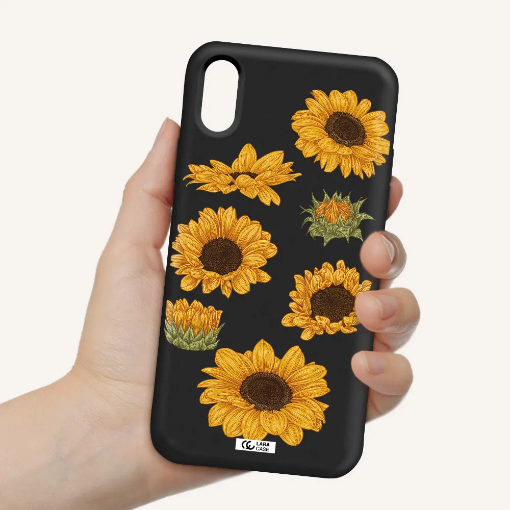 Sunflower Apple iPhone XS Silicone black Case