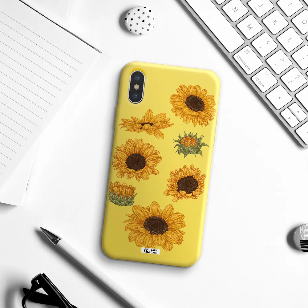 Sunflower Apple iPhone XS Silicone canary yellow Case