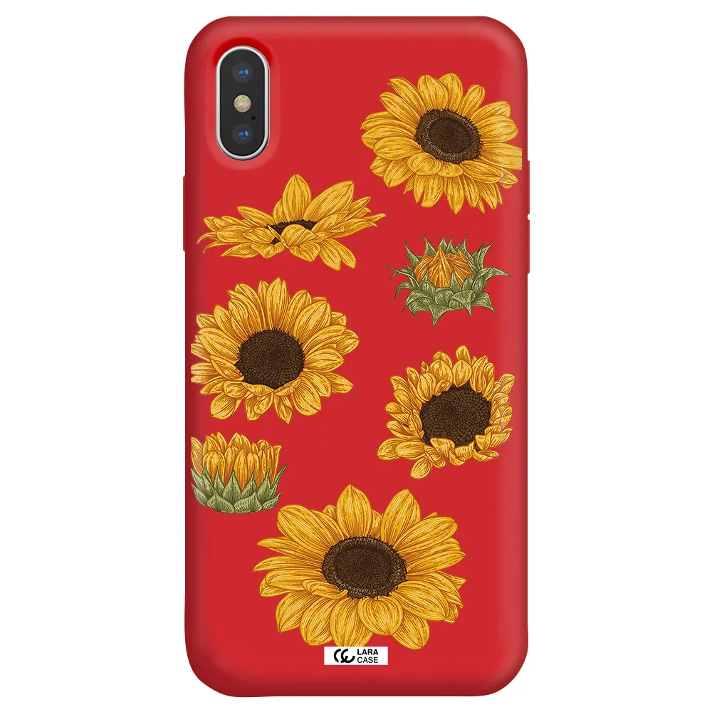 Sunflower Apple iPhone XS Silicone Imperial Red Case