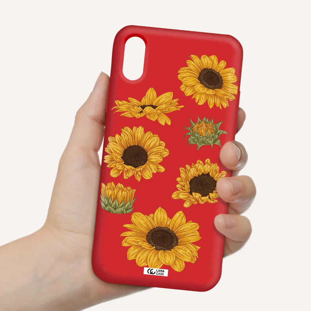 Sunflower Apple iPhone XS Silicone Imperial Red Case