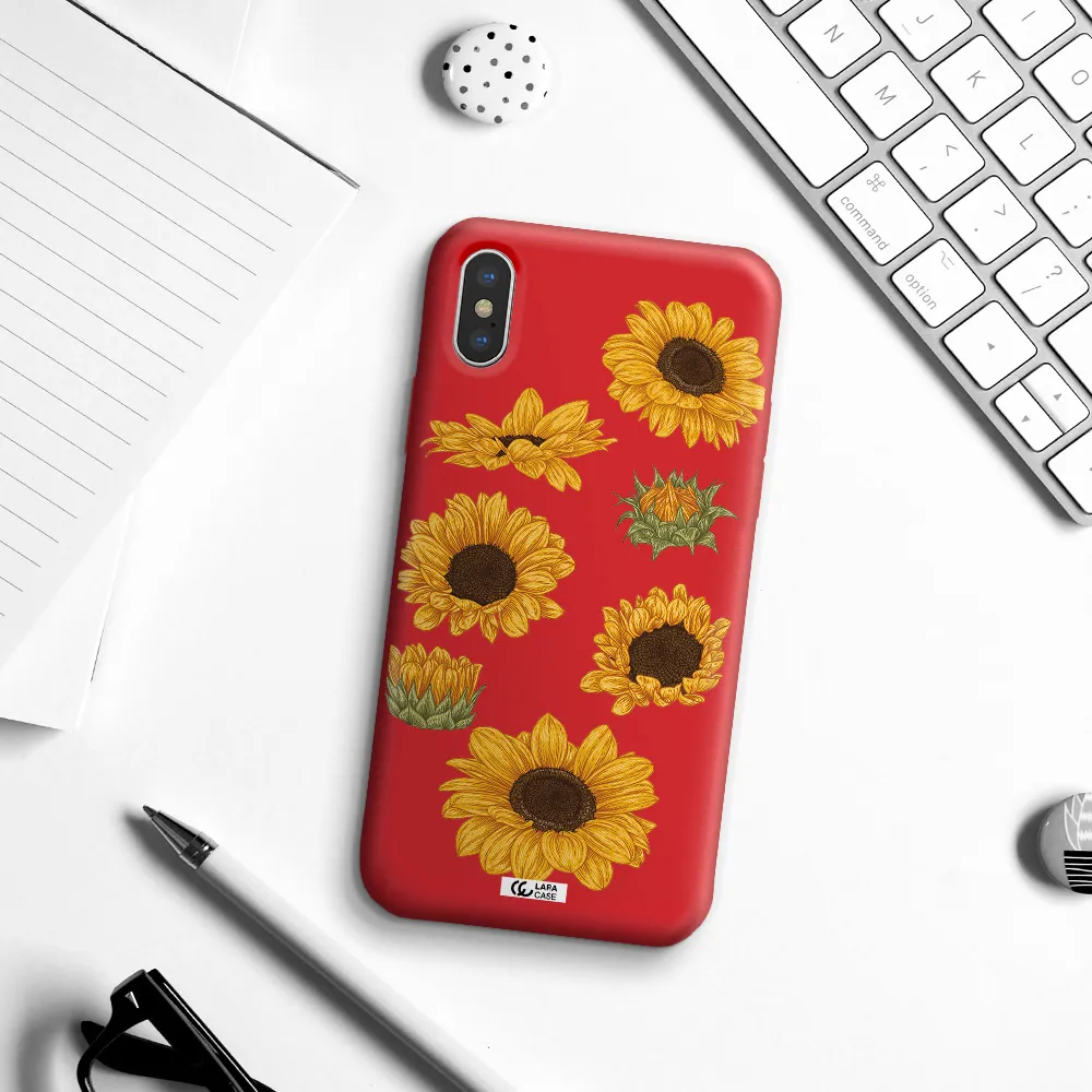 Sunflower Apple iPhone XS Silicone Imperial Red Case