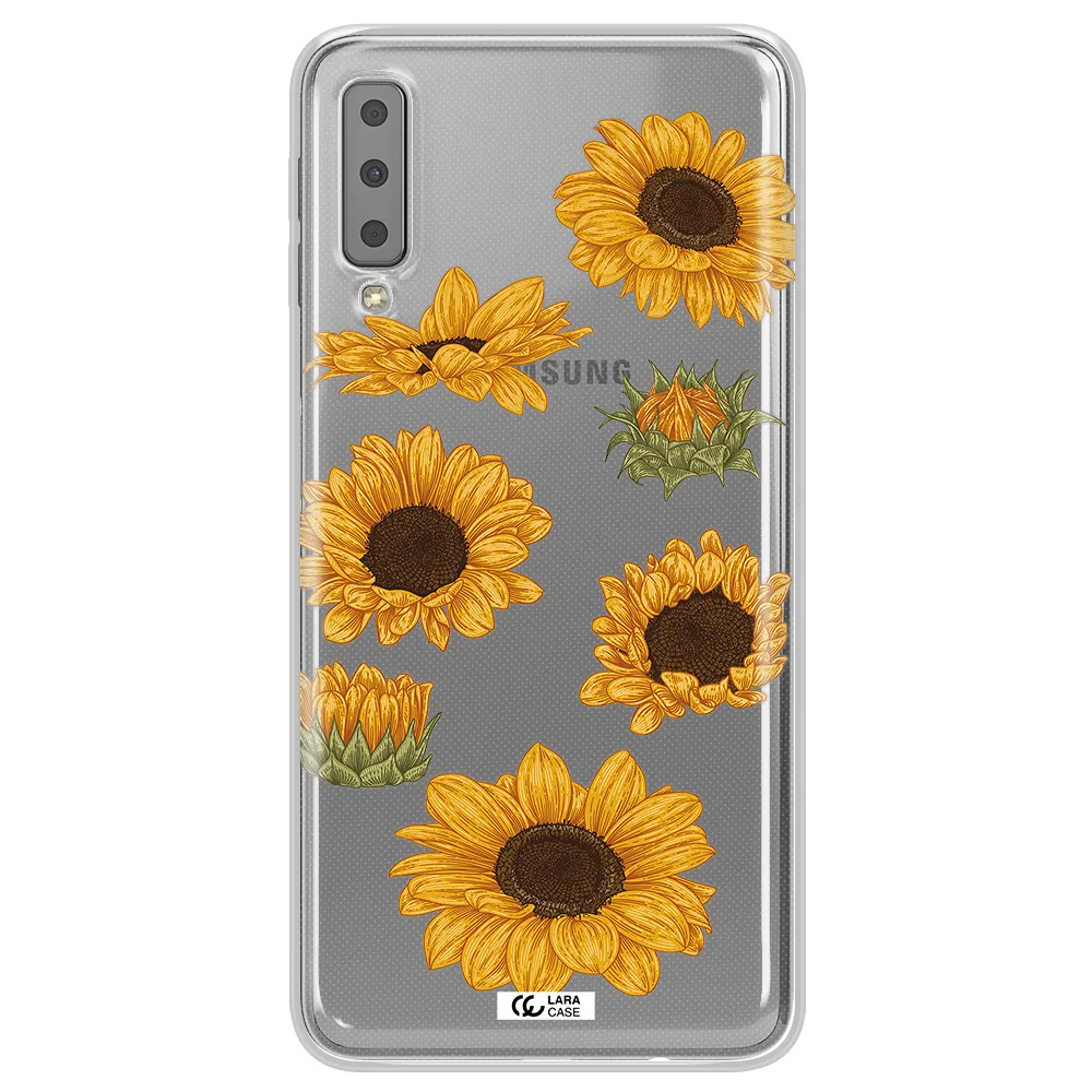 Sunflower Samsung A7 2018 Clear TPU Case