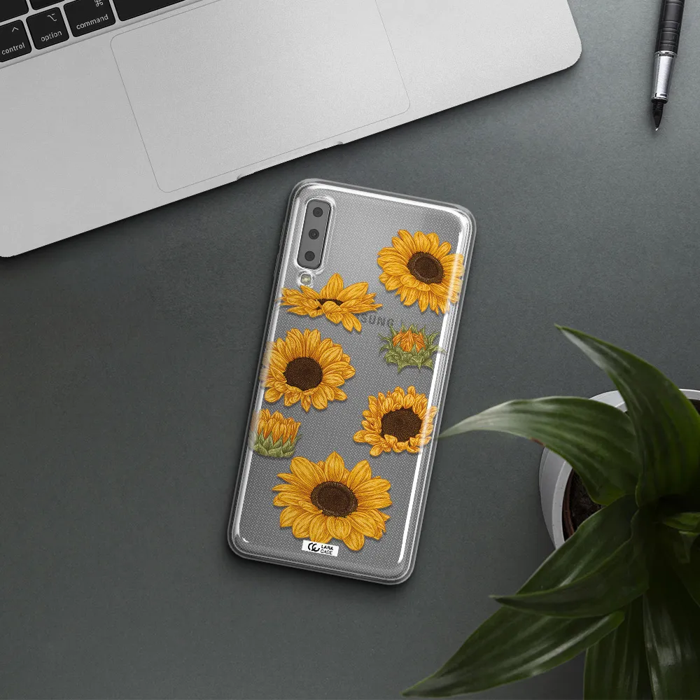 Sunflower Samsung A7 2018 Clear TPU Case
