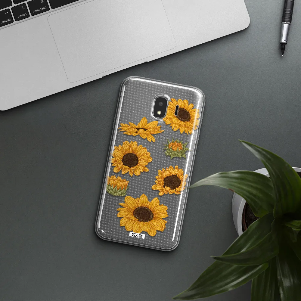 Sunflower Samsung J4 Clear TPU Case