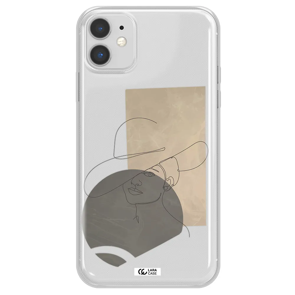 The Lady In The Hat Line Art Apple iPhone 11 Clear TPU Case