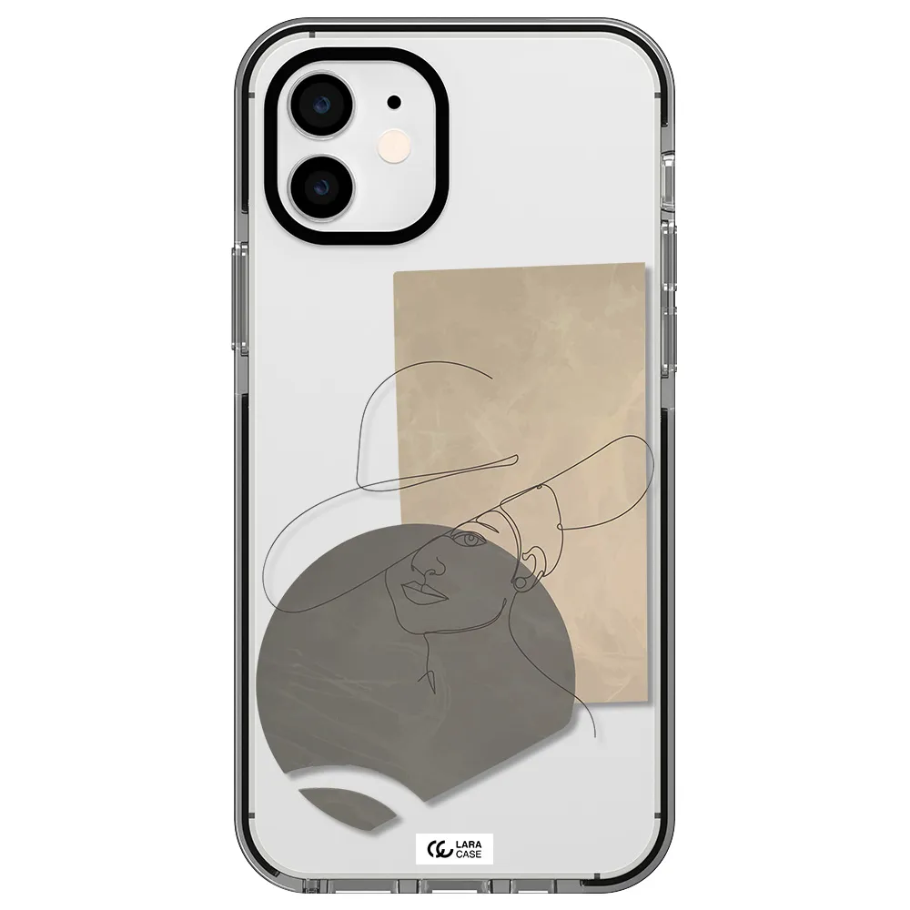 The Lady In The Hat Line Art Apple iPhone 11 impact black border Case
