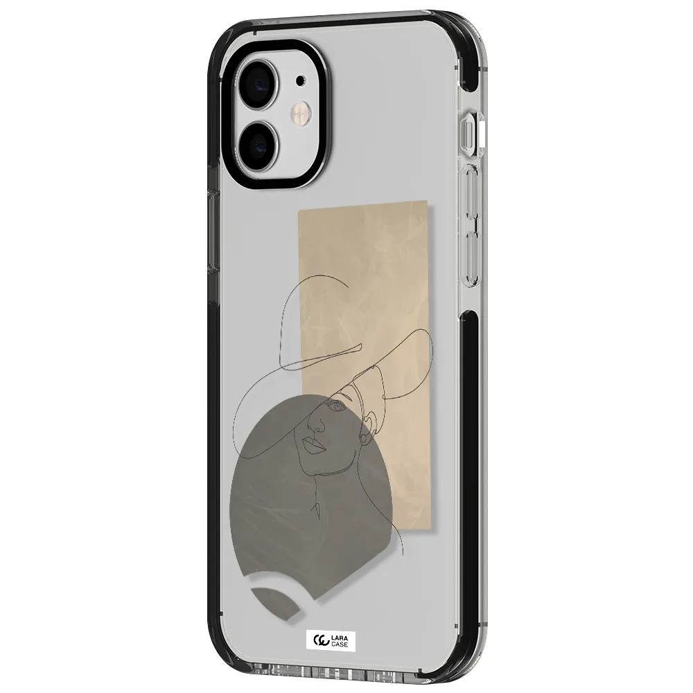 The Lady In The Hat Line Art Apple iPhone 11 impact black border Case