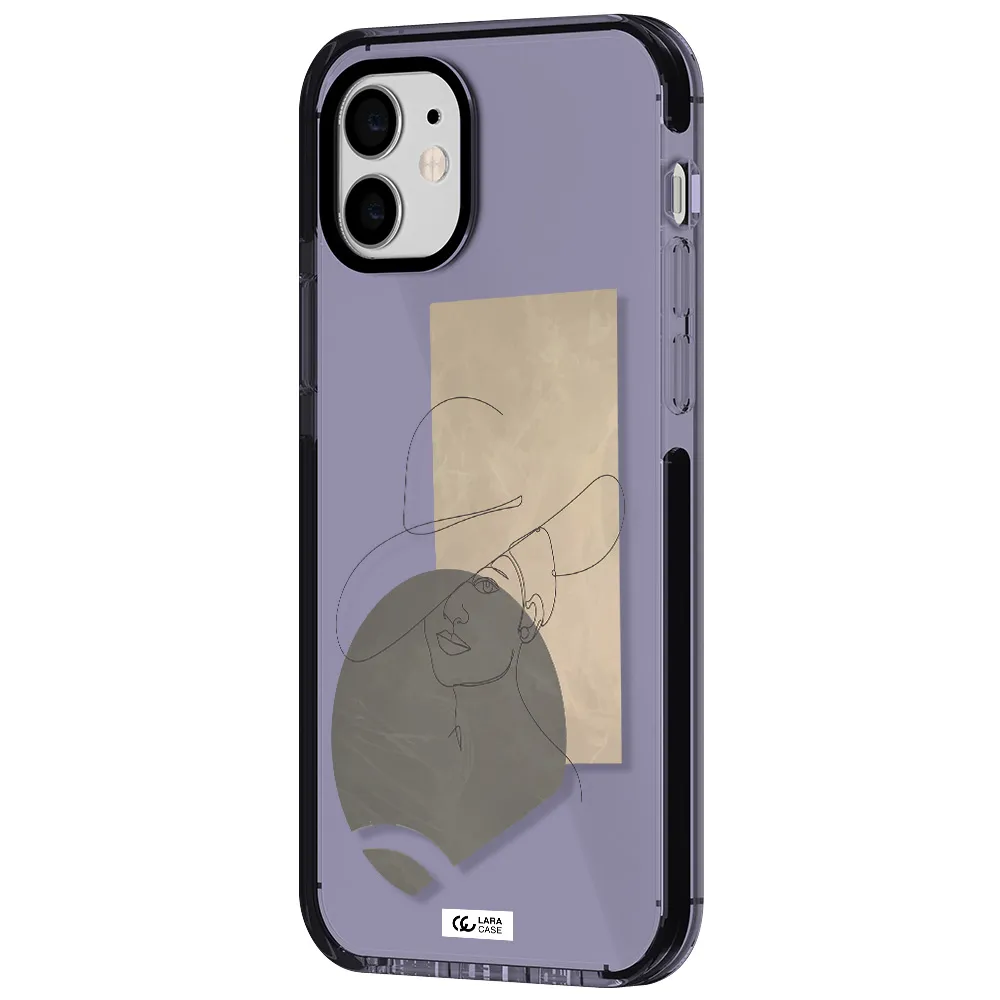 The Lady In The Hat Line Art Apple iPhone 11 impact Lilac Case